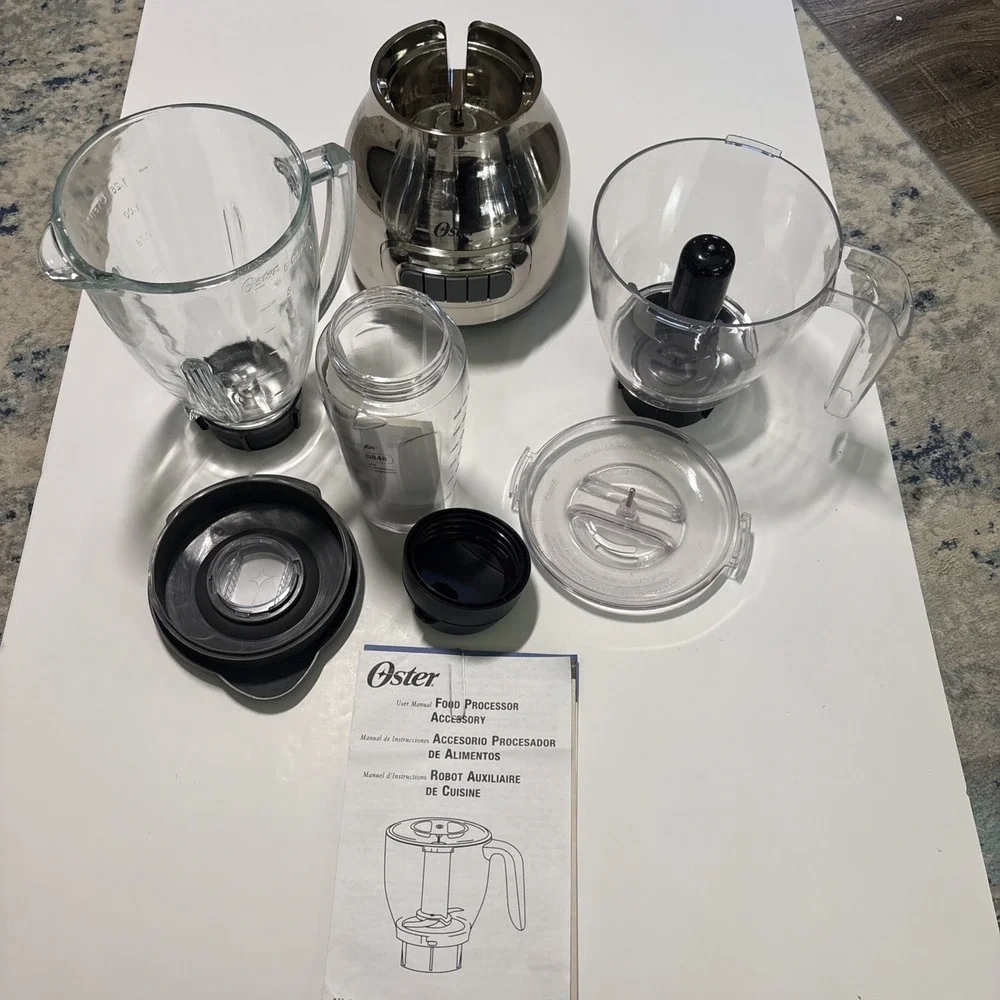 Oster 3-in-1  700W Blender Kitchen System Chrome Shaker Processor Pitcher EUC